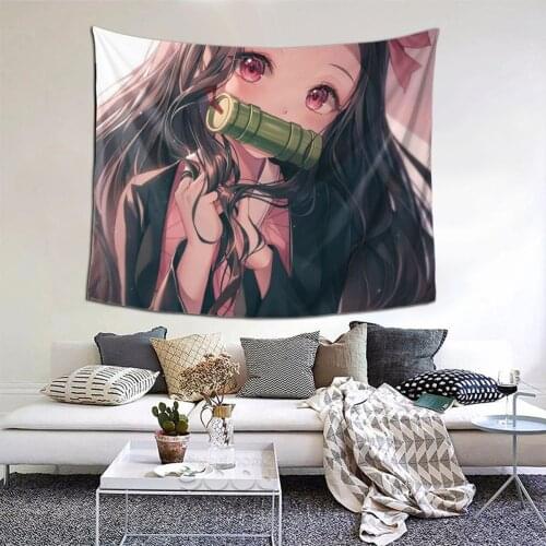 Kamado Nezuko Slayer Tapestry Anime Harajuku Kawaii Tapestry Wall Bedspread Bohemian Home Decor For Living Room