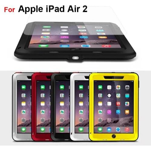 Dirt-resistant Anti-knock Metal Aluminum Tablet Cases with Gorilla Glass for Apple iPad Air 2 Heavy Duty Protect Tablet PC Cases