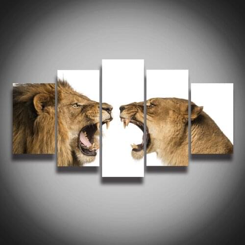 Unframed Printed african lion head animal painting on canvas 5 panels / set modern wall decor Canvas art hd Print painting poste