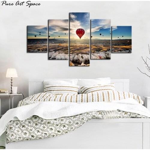 5 Piece Wall Art Canvas Prints Country Cappadocia Hot Air Balloon Pictures Landscape Poster Drop shipping Perfect love Gift