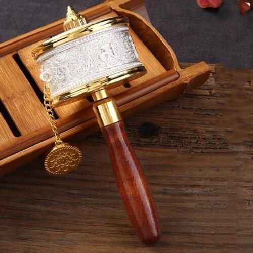 Collectibles White Hand-cranked Prayer Wheels Character Mantra for Buddha Double Bearing Wheels Exquisite Home Decoration Gifts