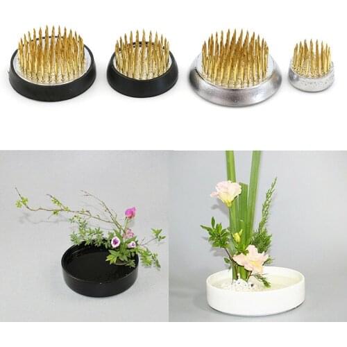 4 Sizes Round Ikebana Holder Flower Frog Flower Arrangement Insert Base with Gasket Art Fixed Arranging Tool Floral Decor Pot