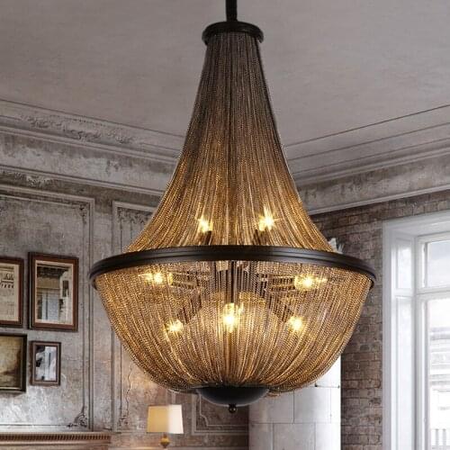 Industrial Chandelier For Living Room American Chain Lamps Loft Light Fixture Vintage Style Home Decor Balck Modern Led Lighting
