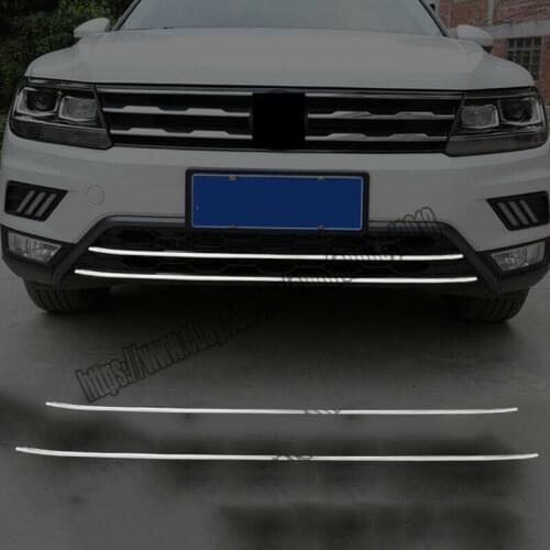 Car modification Car accessories 2PCS Stainless Front Bumper Grille COVER TRIM ForVW Tiguan 2017-2018