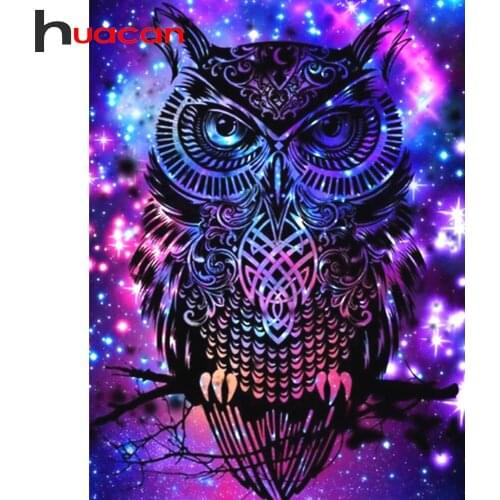 Huacan Diamond Mosaic Embroidery Beads Sets Owl 5D DIY Diamond Painting Animals Picture Of Rhinestones Home Decoration