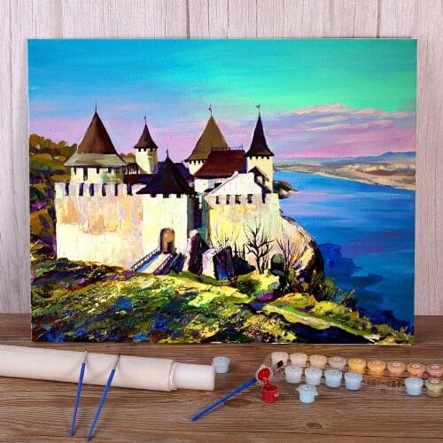 Landscape Khotyn Castle DIY Painting By Numbers Package Acrylic Paints 50*70 Picture By Numbers Photo Paintings Wholesale