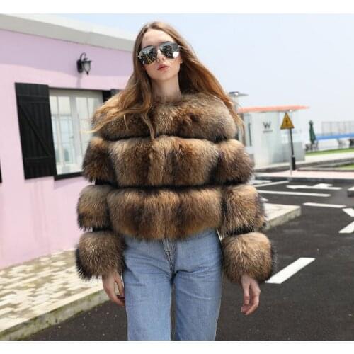 Natural raccoon fur jacket real raccoon fur jacket women winter fur coat