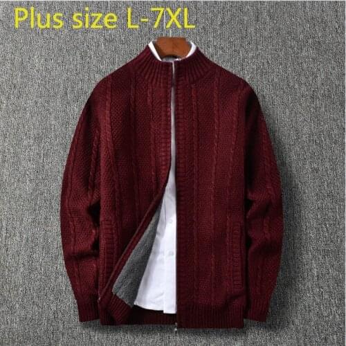 New Arrival Fashion Suepr Large Autumn Winter Warm Thick Men Stand Collar Knitted Plush Coat Cardigan Sweater Plus Size XL-7XL