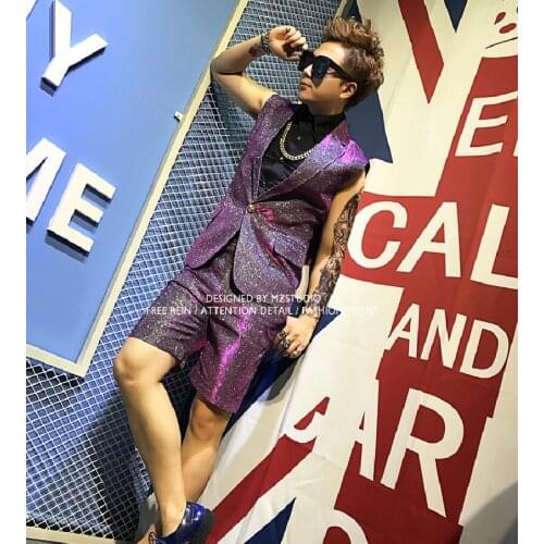 Summer New Vests Male Singer Dj Costumes Nightclub Stage Dress Bar Host Vest Suits Performance Clothes