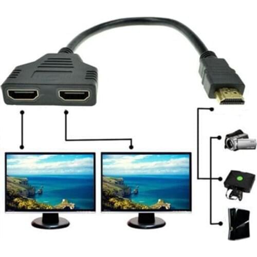 New 1080P HDMI-compatible Port Male To 2 Female 1 In 2 Out Splitter Practical Cable Converter Durable Adapter
