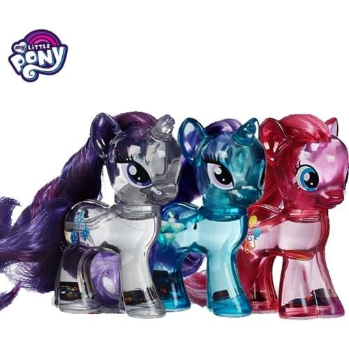 Original My Little Pony Brand Crystal clear Rainbow Dash Pinkie Rarity Toys PVC Action Figure Collectible Model Doll for girls
