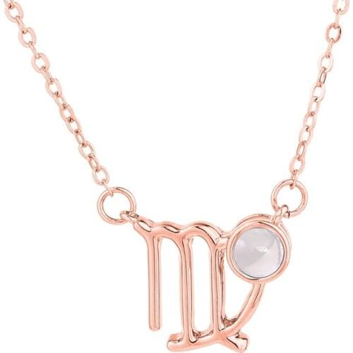 DANS ELEMENT Constellation Necklace For Women Exclusive Micro-carved Stone 100 Languages Of Love Birthday Gift Fashion 137342