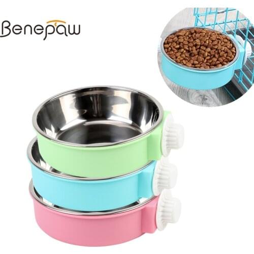 Benepaw Stainless Steel Crate Cage Dog Bowl Removable Eco-friendly Quality Water Food Hanging Pet Feeder Dog Feed Easy To Clean
