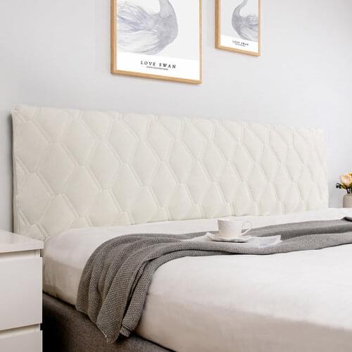 Luxury Thicken Plush Quilted Headboard Cover Solid Color Gray All-inclusive Bed Head Cover Velvet Bed Back Dust Protector Cover
