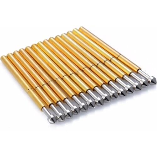100pcs P75-E2 Spring Test Probe Gold Plated Pogo Pin 1.3mm Conical Head 1.0mm Thimble For Power Tool