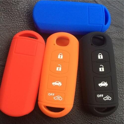 Silicone rubber car key Case Cover for Mazda 3 5 6 8 CX5 CX7 CX9 M6 GT 2016 Smart 4 button remote key shell case