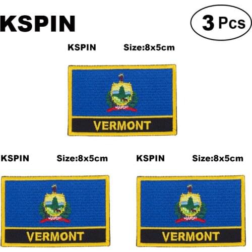 U.S.A Vermont State Rectangular Shape Flag patches embroidered flag patches national flag patches for clothing DIY Decoration