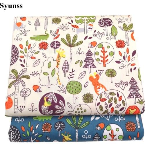 Syunss Diy Patchwork Cloth For Quilting Baby Cribs Cushions Dress Sewing Tissus Animal Park Printed Twill Cotton Fabric Tecido