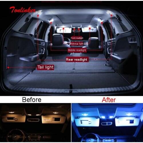 Tonlinker Cover Stickers for SKODA KODIAQ 2017-18 Car Styling 2-7 PCS White/Blue LED Car Interior Lights Decorative Lamp