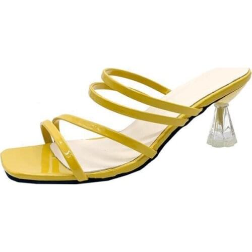 2021 Summer Pumps Sexy snake print Slippers Sandals Shoes Women Thin High Heels Square Toe Sandal Lady Pump Shoes Mules