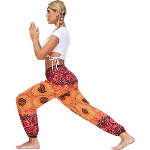 Womens Loose Yoga Pants Floral Print Wide Leg Trousers Long Stretch Pants Loose Palazzo Trousers Sweatpants Harlan Pants