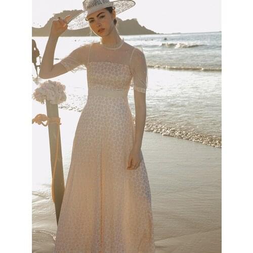 Women Summer 2020 Vintage Elegant Slim Floral Print Maxi Retro Mori Girl Mesh Patchwork Silks And Satins Long Dress