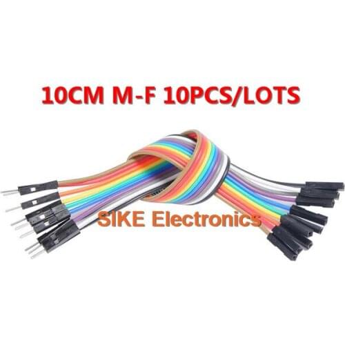 10pcs 10cm 2.54mm 1p-1p Pin Female to Male Color Breadboard Cable Jump Wire Jumper For Arduino