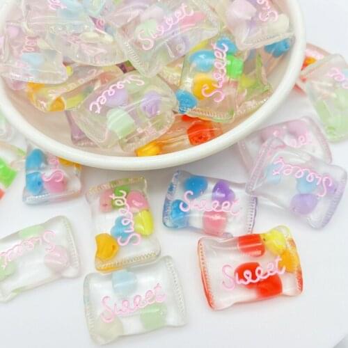 10Pcs Kawaii Cute Mixed Transparent Candy Flat Back Resin Cabochons Scrapbooking DIY Jewelry Craft Decoration Accessorie G52