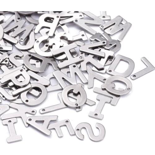 200pcs Mixed 304 Stainless Steel Alphabet Charm A-Z Letter Pendants for Necklace Earrings Metal Charms for Handmade Craft Making
