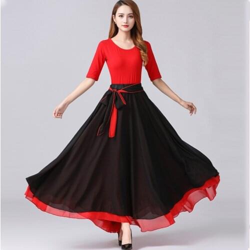 2021 Flamenco Skirt Women Performance Costume Spanish Bullfight Outfit Swing Skirt Party American Clothing Ballroom Dancewear