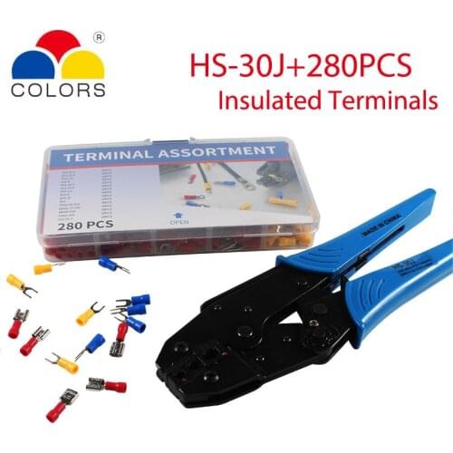 280PCS/Box Insulated Terminal Crimp Comector Cord End set Wire Electrical tips crimping sleeves HS-30J Crimping pliers Kit