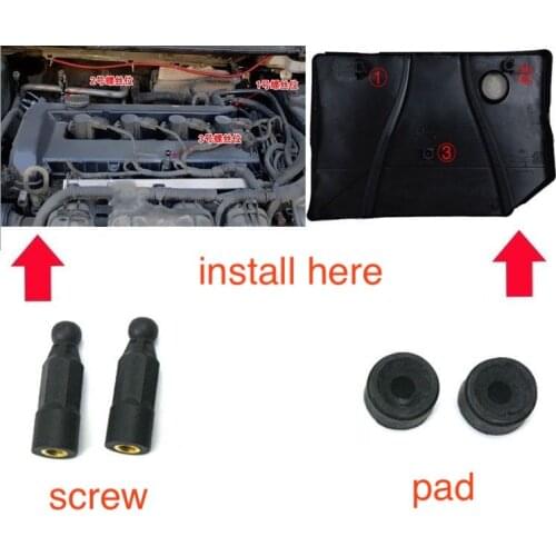 3pcs for 2005-14 Ford Focus Engine Upper Cover Plate Rubber Pad Screw Clip Buffer Pad