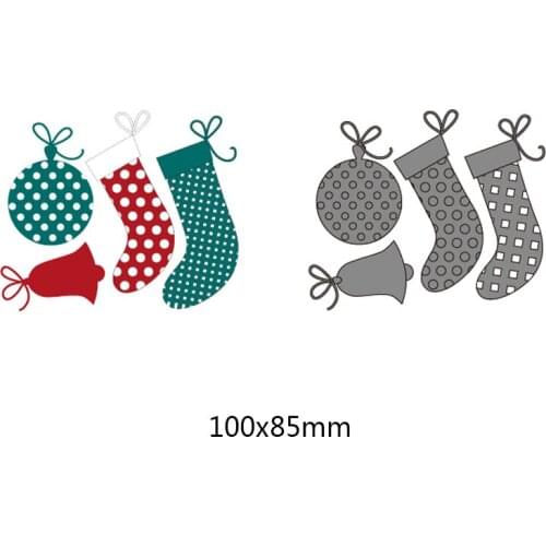 4 pcs Christmas Socks Bell Set Metal Steel Cutting Dies for DIY Scrapbook Album Embossing Paper Craft Creative Merry Christmas
