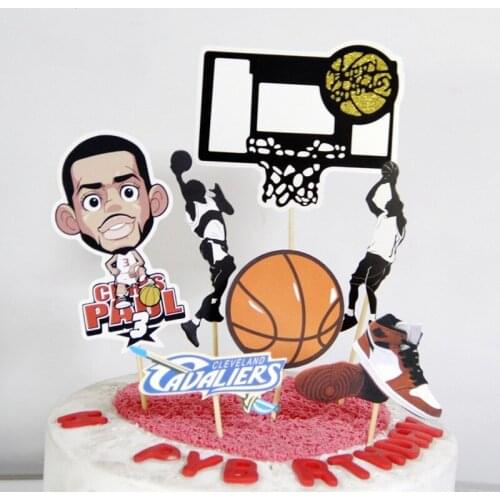 8pcs New Basketball Cupcake Topper football Theme Sports Boy Happy Birthday Cake Topper For Kids Birthday Party Cake Decorations
