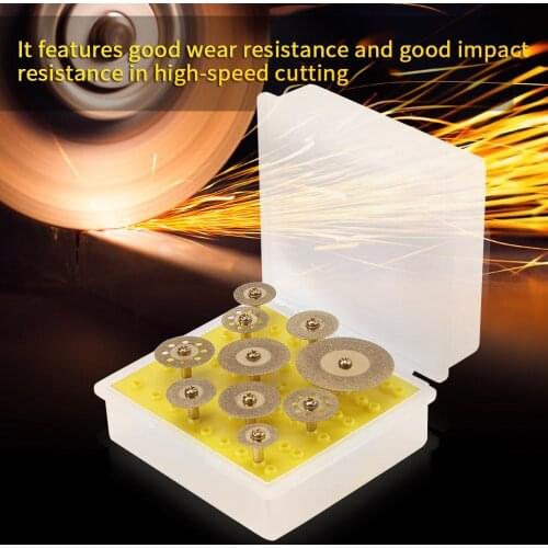10pcs Diamond Cutting Discs Saw Blade Set 16-40mm for Blade Rotary Tools Connecting Shank Grinding Solid Wheel Engraving Holed