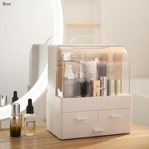 Boxi Multi-layer Drawer Makeup Organizer Transparent Plastic Cosmetic Storage Box Desktop Dust-proof Jewelry Nail Polish Boxes