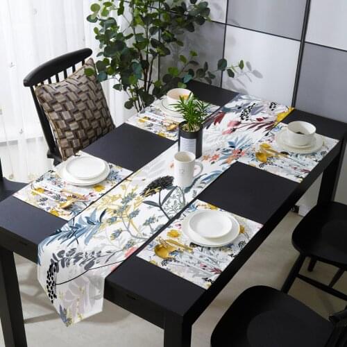 Flower Plant Dandelion Leaves Table Runner and Placemat Set Table Flag Table Runners for Modern Home Party Wedding Decoration