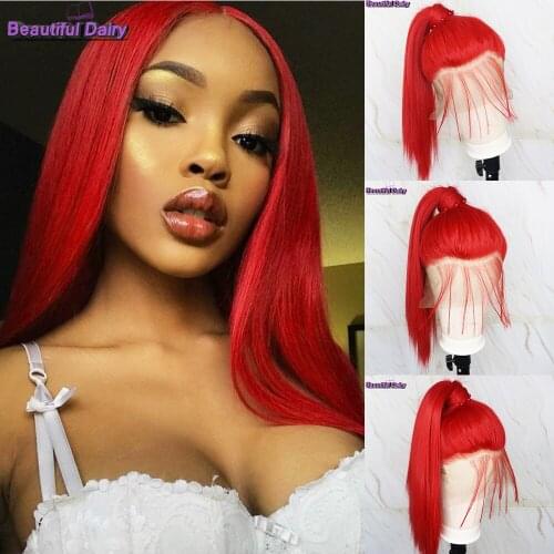Beautiful Diary Silky Straight Synthetic Full Lace Wig For Women Futura Hair Red Wigs Heat Resistant Synthetic Full Lace Wig