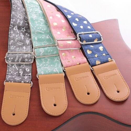 Musical Symbol Pattern Electric Acoustic Bass Electric Guitar Folk Guitar Bass Strap Leather Guitar Strap