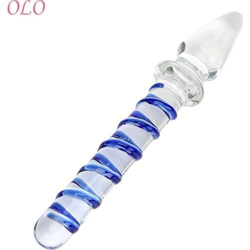 IKOKY Anal Butt Plug Glass Dildo Crystal Male Female Masturbator Adult Sex Toys for Women Fake Penis Double Ended Head