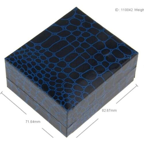 50pcs/lot Quality Blue Crocodile Skin Pattern Leather Cufflinks Box 8.2x7.1x4cm Cuff Links Carring Cases Jewelry Boxes Wholesale