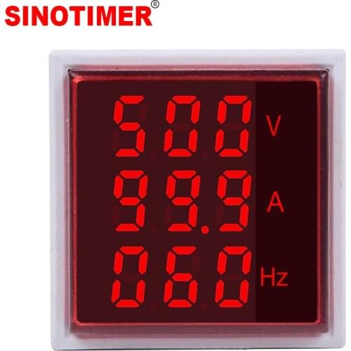 Square LED Digital Voltmeter Ammeter Hertz Meter Signal Lights Voltage Current Frequency Combo Meter Indicator Tester