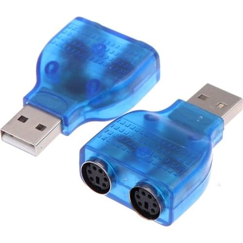 Small Slim USB 2.0 A Male To 2Port PS/2 Female Mouse Keyboard Adapter For PS2