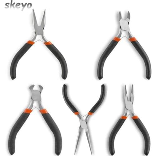 5 Pieces 4.5inch Mini Electronic Tongs Diagonal Side Cutting Pincers Cable Wire Cutter Repair Precision Pliers Set Clamp