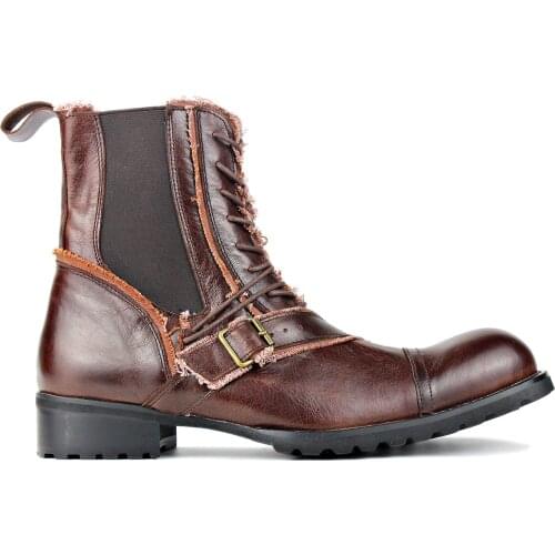 Mens Fashion Boots Casual Designer Shoes Retro Genuine Leather Cowboy Chukka Boots Footwear Mens Ankle Western Boots