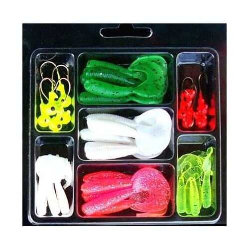 Fishing soft lures set 25pcs soft baits 10pcs fishing jig lures set fishing tackle