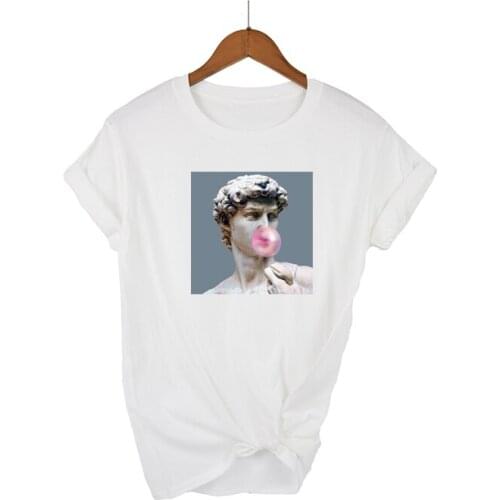 New funny Mosaic of the statue of David tshirts women funny t shirt white Tops casual short Camisetas Mujer T-Shirt