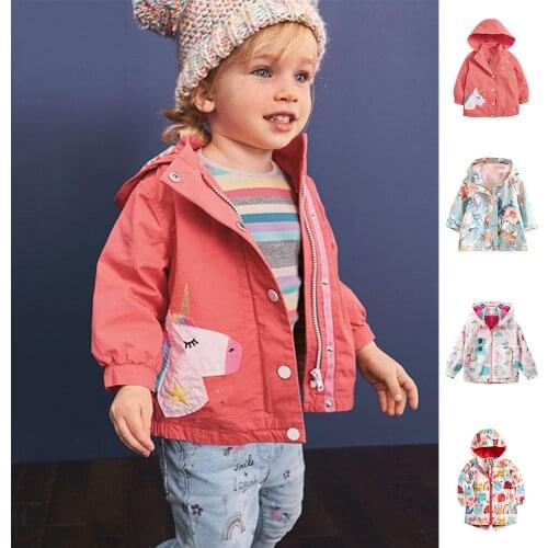 Autumn Boys Coat Girls Winter Coat Rain Jacket Spring Full Sleeve Unisex Children Cartoon Unicorn Hooded Outerwear Kids ops