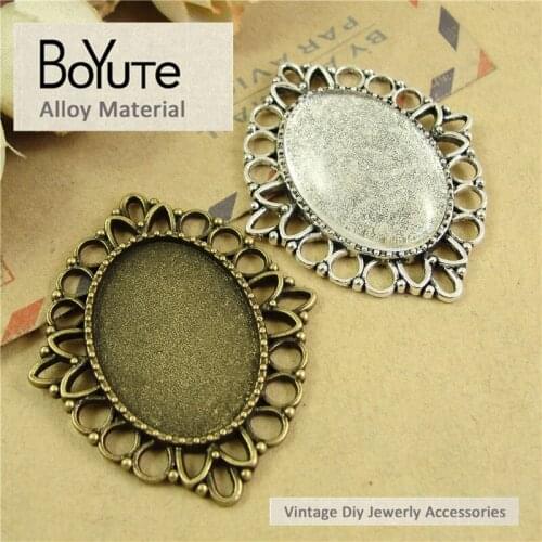 BoYuTe (30 Pieces/Lot) 18*25MM Cabochon Base Vintage Accessories Parts Alloy Material Oval Tray Pendant for Jewelry Making