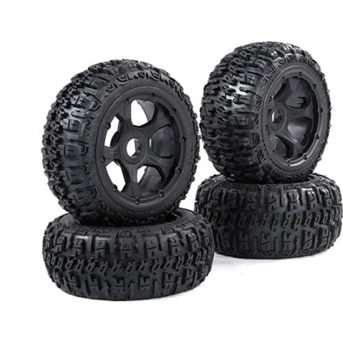 Front and Rear Off Road Excavator Tires on 5 Spoke Wheels fit HPI Baja 5B Rovan and King Motor 1/5 Vehicles